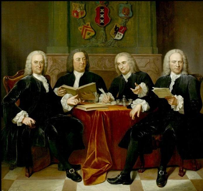 Oppercommissarissen der Walen v.l.n.r. Jan Agges Scholten, Jacobus du Peyrou, Carel Lijnslager